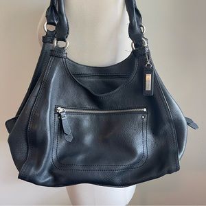 Cole Haan Genuine Black Pebbled Leather Large Hobo Shoulder Bag